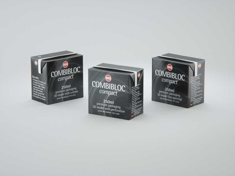 SIG combiBloc Compact 250ml with perforation, straw hole and no opening packaging 3D model