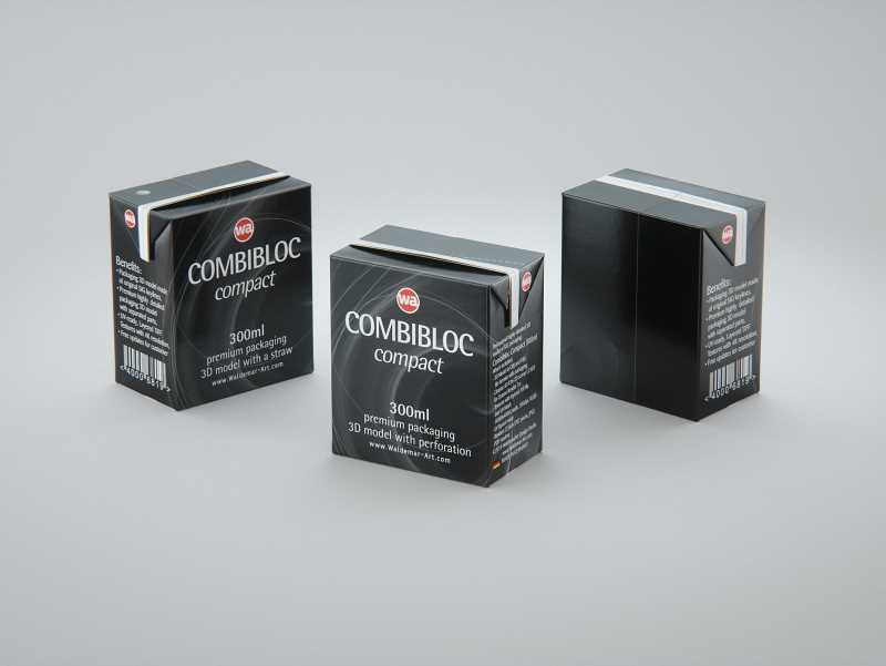 SIG combiBloc Compact 300ml with perforation, straw hole and no opening packaging 3D model