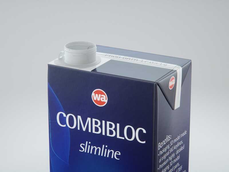 Packaging 3D model of the SIG Combibloc Slimline 750ml with tethered cap CombiCap