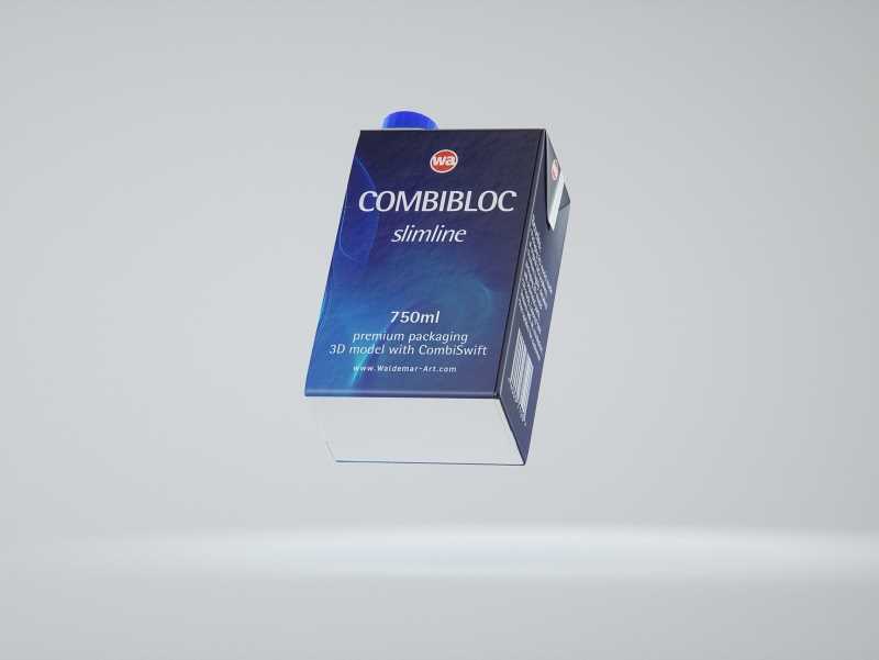 Packaging 3D model of the SIG Combibloc Slimline 750ml with combiSwift