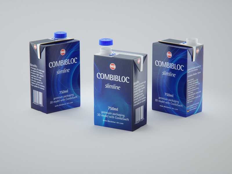 Packaging 3D model of the SIG Combibloc Slimline 750ml with combiSwift