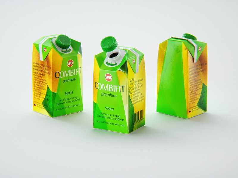 Packaging 3D model of SIG Combifit Premium 500ml with Combi-Swift closer