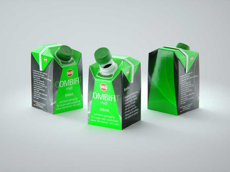 SIG combiFit Midi 500ml with combiTwist closure packaging 3D model