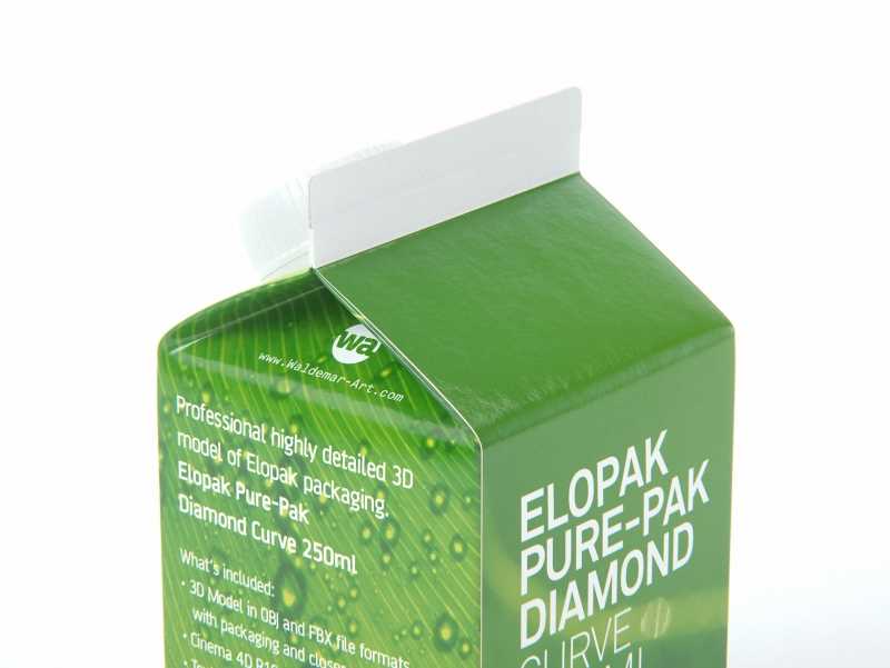 Packaging 3D model of Elopak Pure-Pak Diamond Curve 250ml