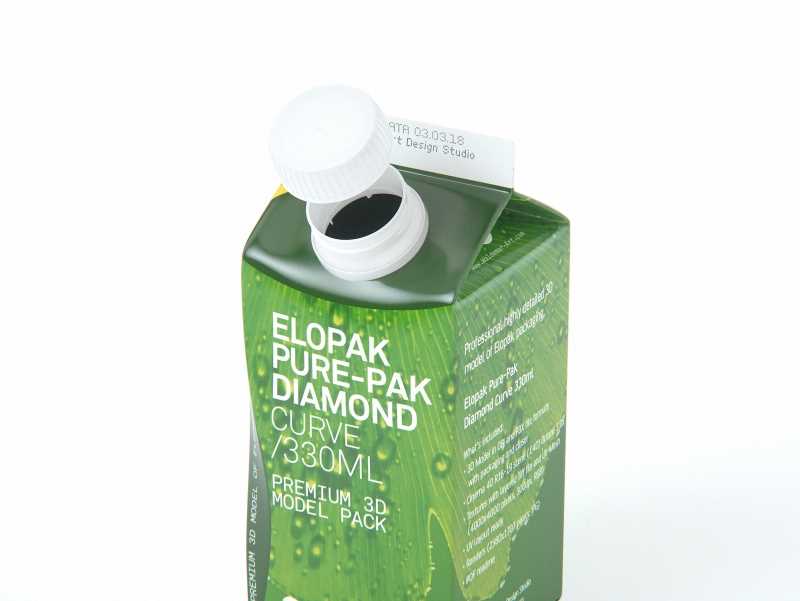 Packaging 3D model of Elopak Pure-Pak Diamond Curve 330ml