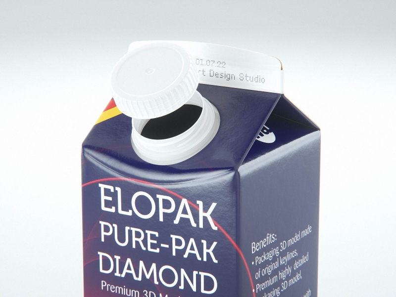 Elopak Pure-Pak Diamond Square 250ml carton packaging 3D model pack