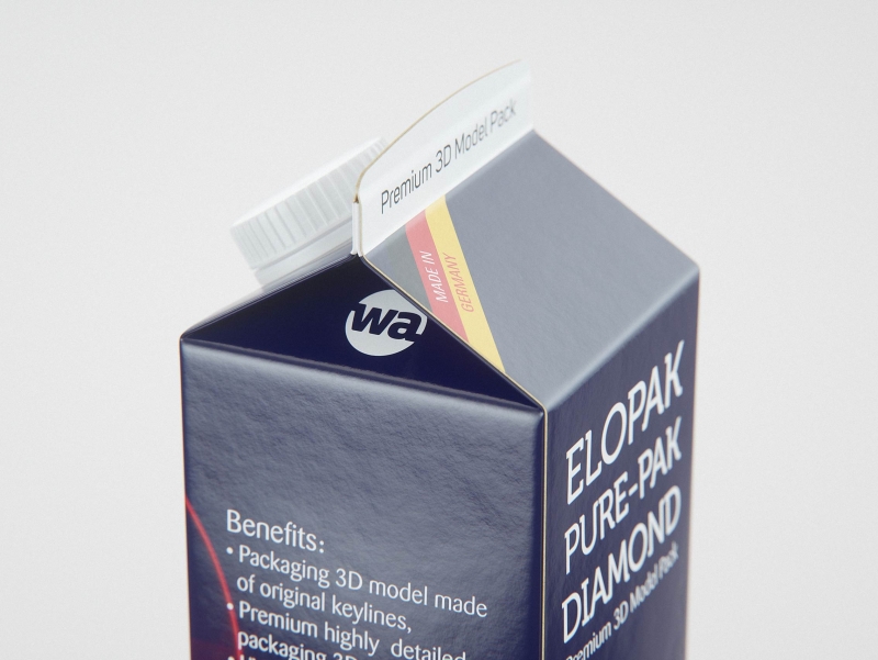 Elopak Pure-Pak Diamond Square 250ml carton packaging 3D model pack