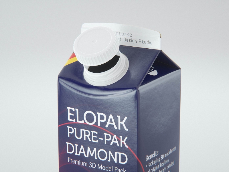 Elopak Pure-Pak Diamond Square 330ml carton packaging 3D model pack