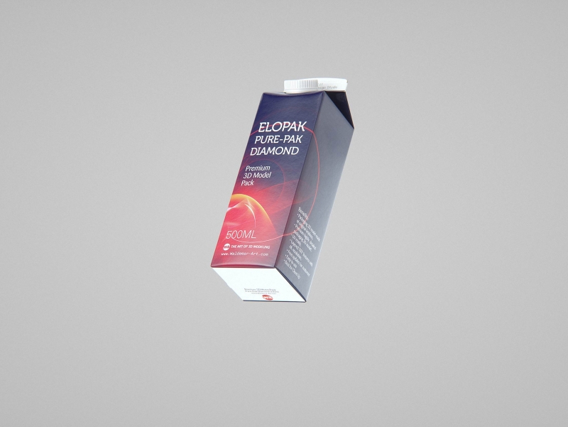 Elopak Pure-Pak Diamond Square 500ml carton packaging 3D model pack