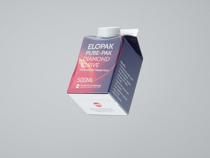 Elopak Pure-Pak Diamond-Curve Fresh 500ml premium packaging 3D model
