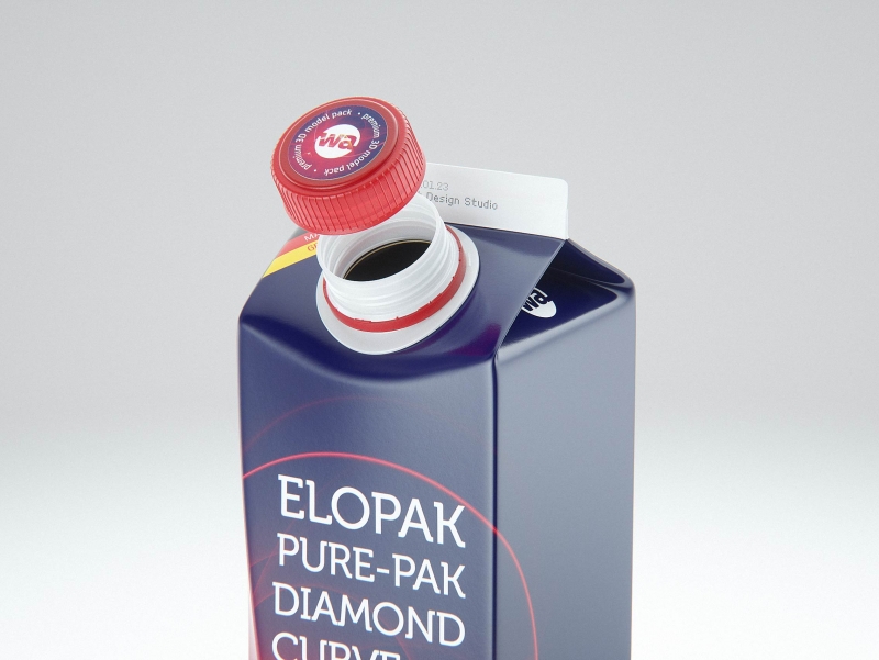 Elopak 3D model - Pure-Pak Diamond Curve Aseptic 1000ml with Pure-Twist
