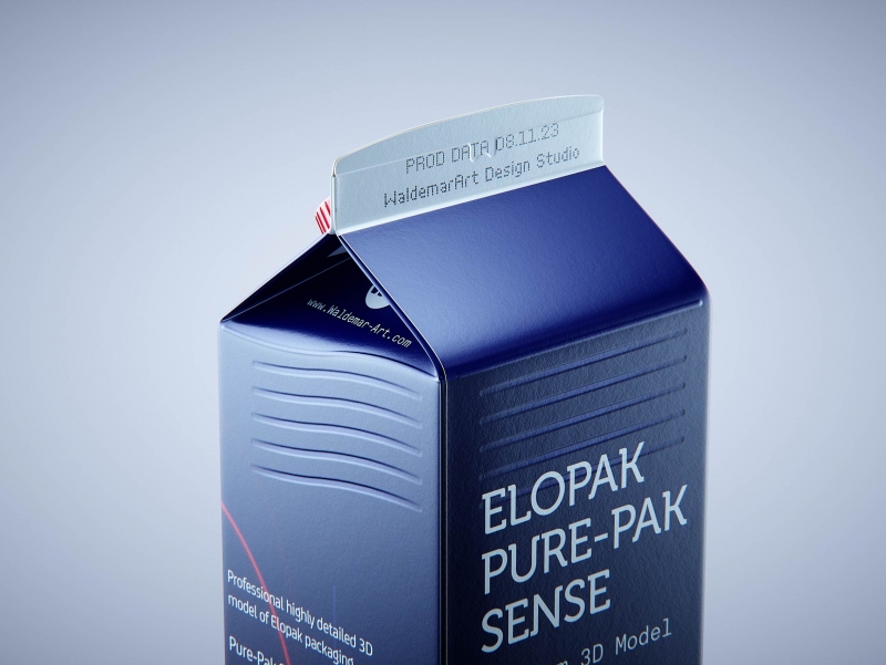 Elopak Pure-pak Sense 750ml prepium juice carton packaging 3D model pack