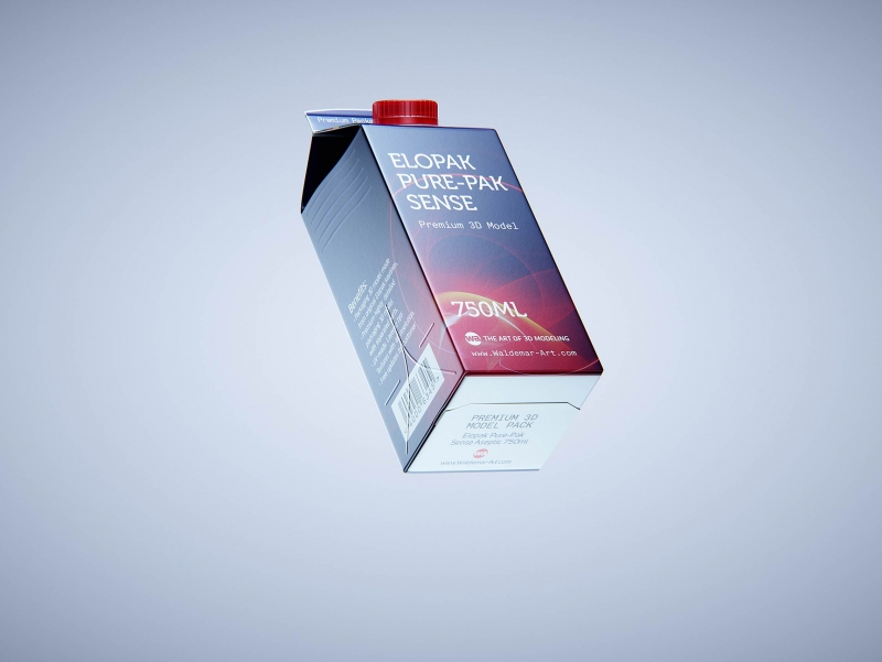 Elopak Pure-pak Sense 750ml prepium juice carton packaging 3D model pack