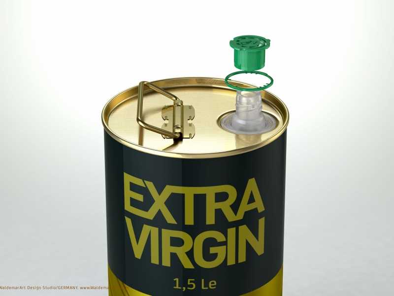 Packaging 3D model of an Olive Oil Tin Metal Can 1.5le 3D with handle