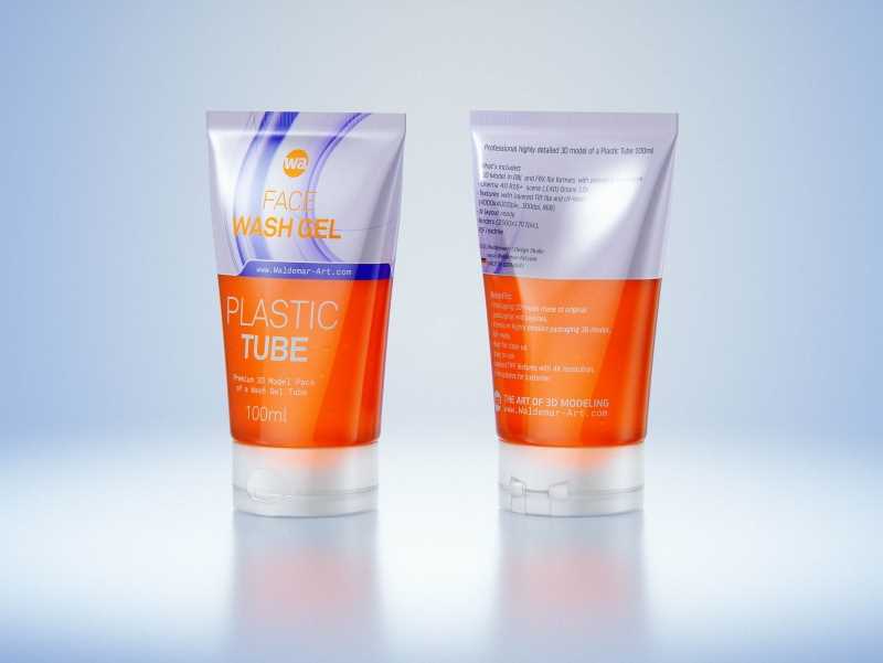 Face wash gel plastic tube 100ml packaging 3d model