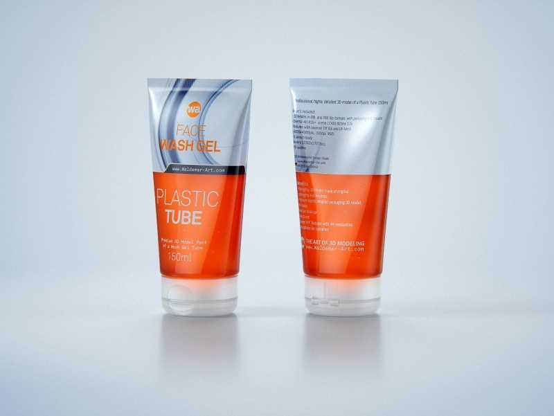 Face wash gel plastic tube 150ml packaging 3d model