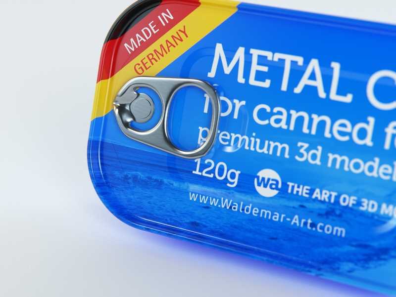 Packaging 3D model of the Metal can 120g for canned food with pull tab