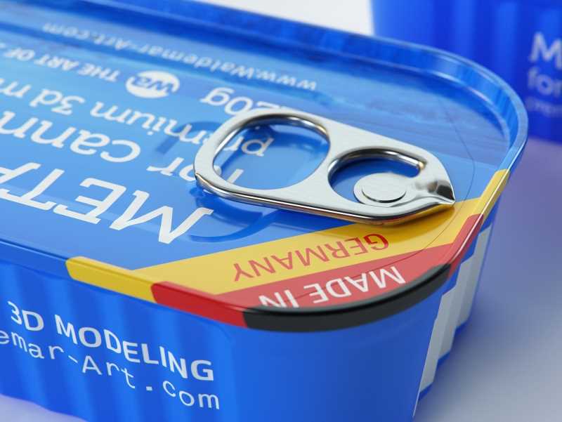 Packaging 3D model of the Metal can 120g for canned food with pull tab