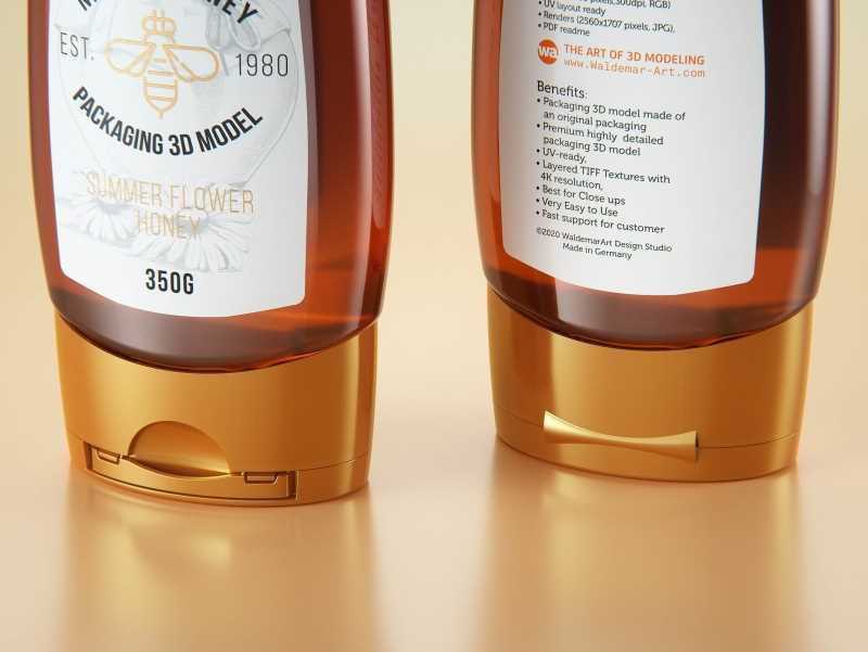 Flower Honey Plastic Pack 350g Packaging 3D model