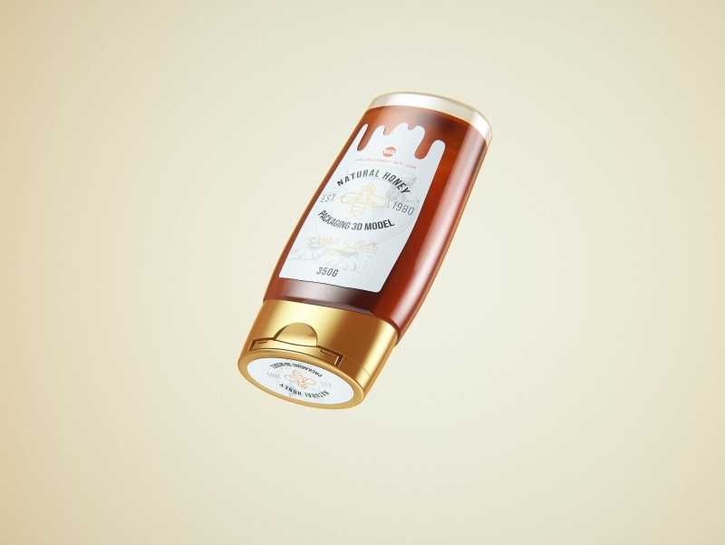 Flower Honey Plastic Pack 350g Packaging 3D model