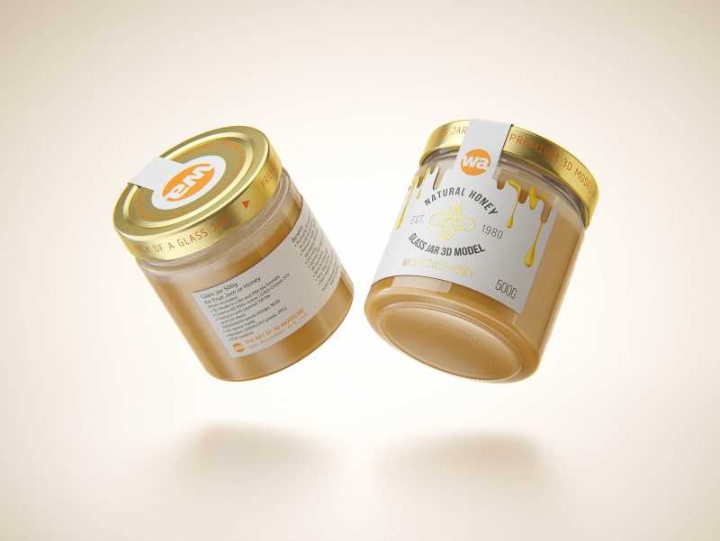 Wild Flower Honey Glass Jar 500g packaging 3d model