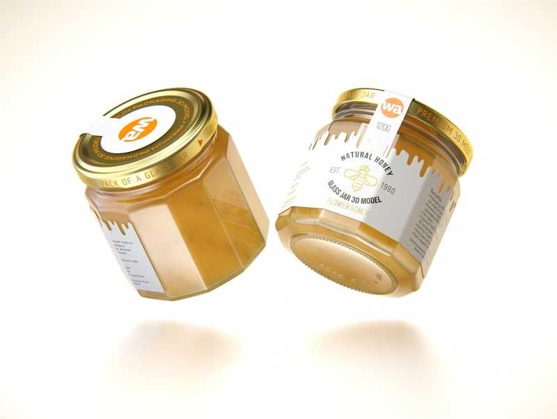 Flower Honey Edgy Glass Jar 120g packaging 3d model