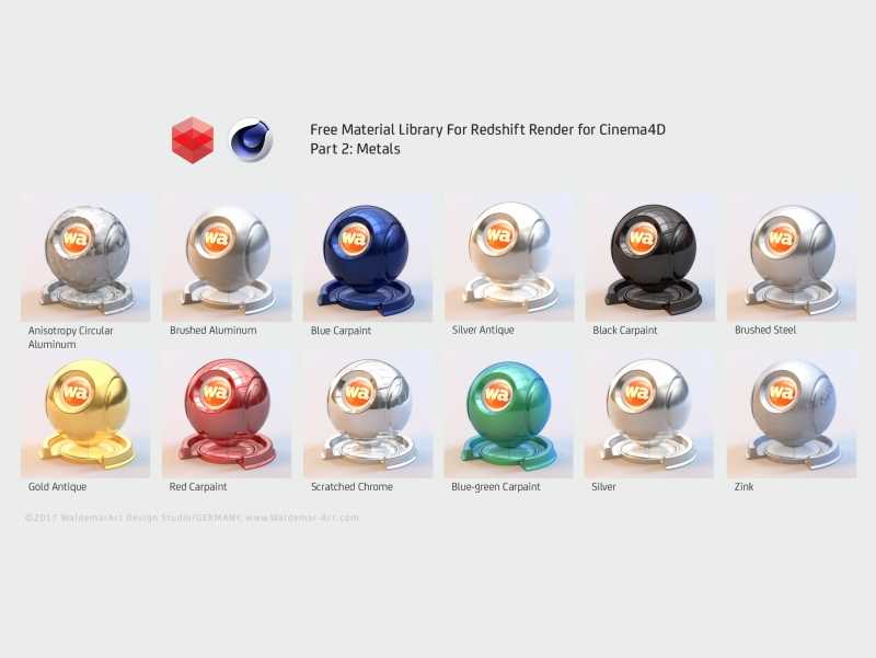 Free Redshift Material Pack/Library for Cinema 4D - Part 2 - Metals