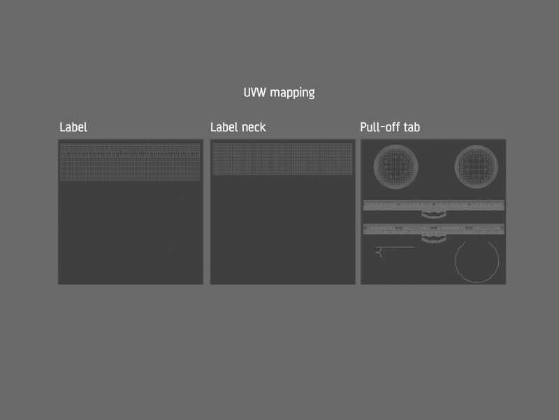 Fruit Secco glass bottle 200ml packaging 3d model with a Pull-off tab