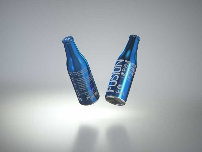 Ball/Rexam Fusion metal bottle 250ml premium 3d model with ROPP and Crown closures