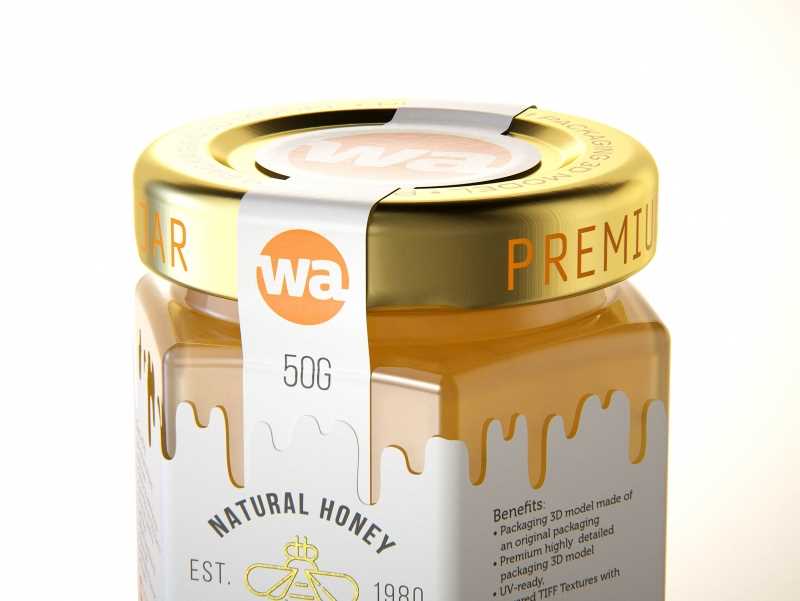 German Honey Glass Jar 50g packaging 3d model