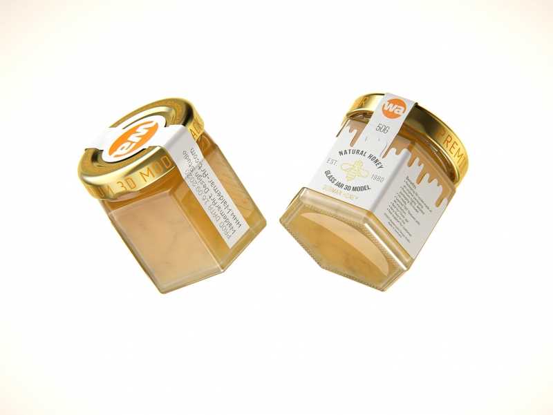 German Honey Glass Jar 50g packaging 3d model