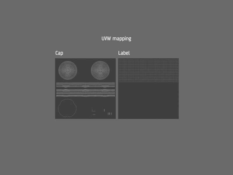 Green Smoothie/Juice Glass Bottle 250ml packaging 3D model pack