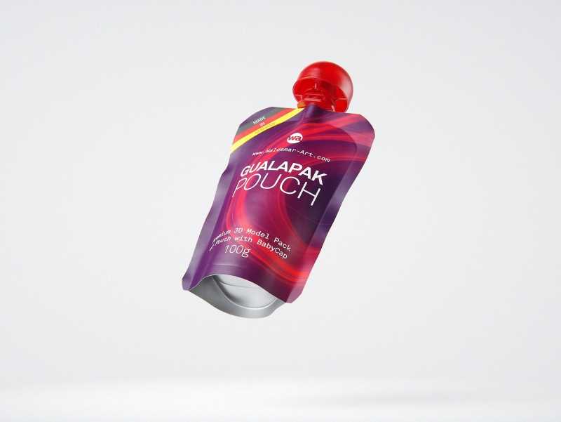 Gualapack Pouch 100g packaging 3d model with babyCap