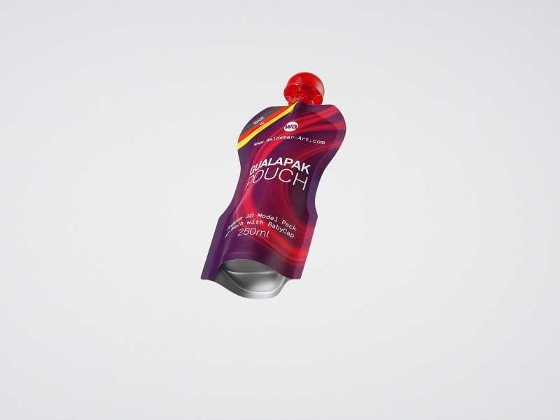 Gualapack Spouted Pouch 250ml packaging 3d model with babyCap