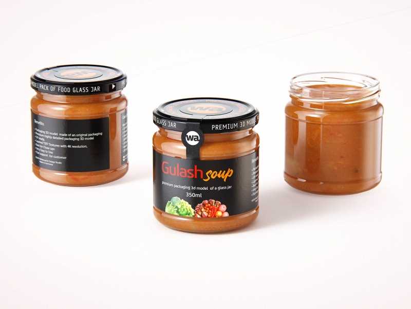 Gulash Soup Glass Jar 350ml packaging 3d model