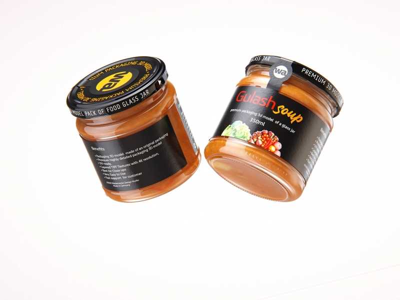 Gulash Soup Glass Jar 350ml packaging 3d model