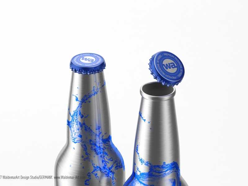 Impact Ball/Rexam metal bottles (long neck) 330 and 473ml packaging 3d model pack