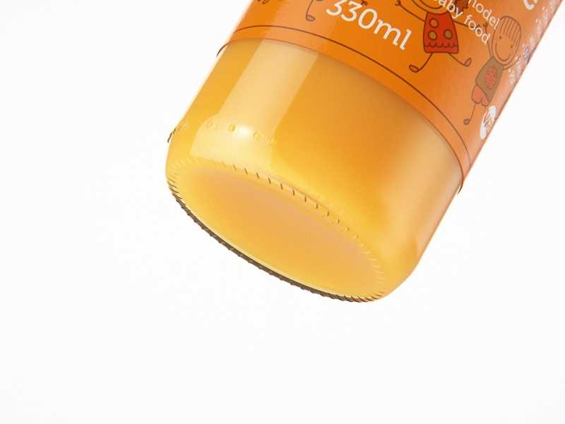 Packaging 3D model of Baby Food Juice Glass Bottle 330ml
