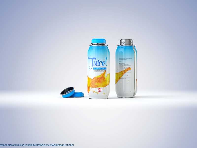JUICY - packaging 3D model of the metal bottle for juices
