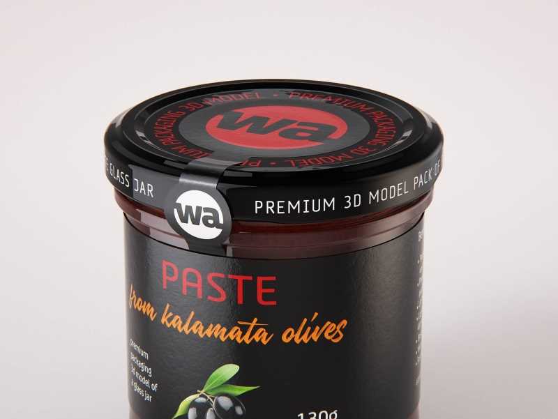 Kalamata Olive Spread (Paste) 130g glass jar packaging 3d model