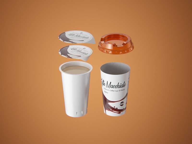 Latte Macchiato Coffee Cup 250ml packaging 3D model