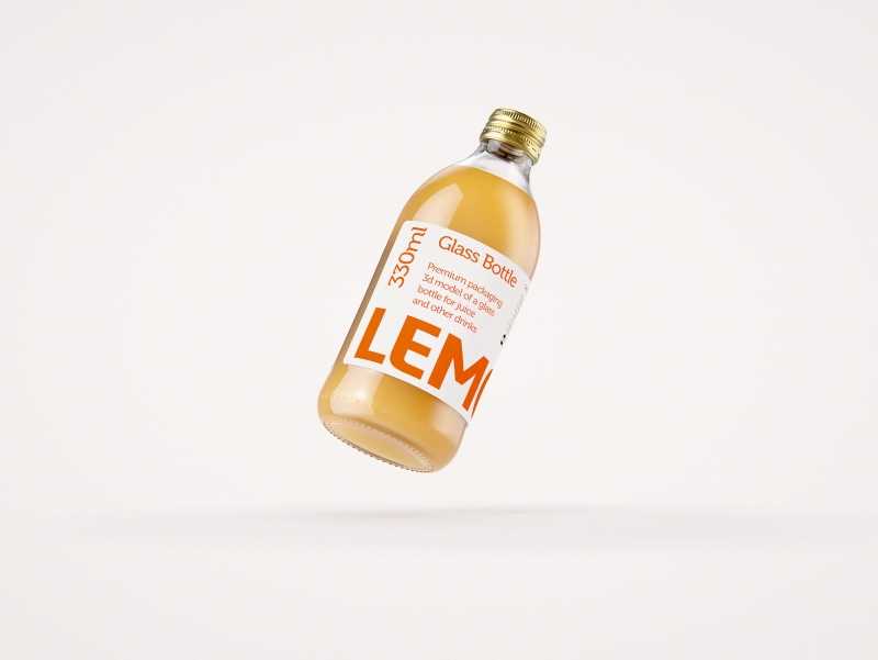 Lemonade Glass bottle 330ml premium packaging 3d model pack
