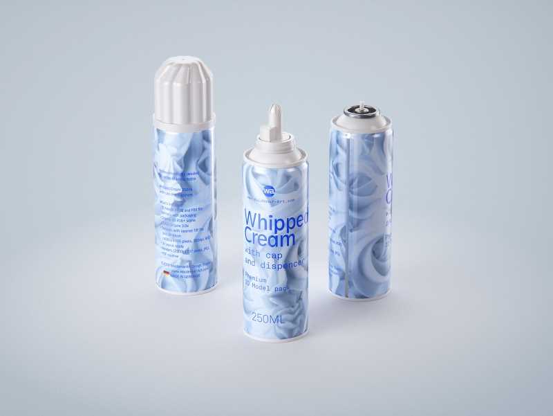 Light Whipped Cream Metal Bottle 250ml Packaging 3D model pak