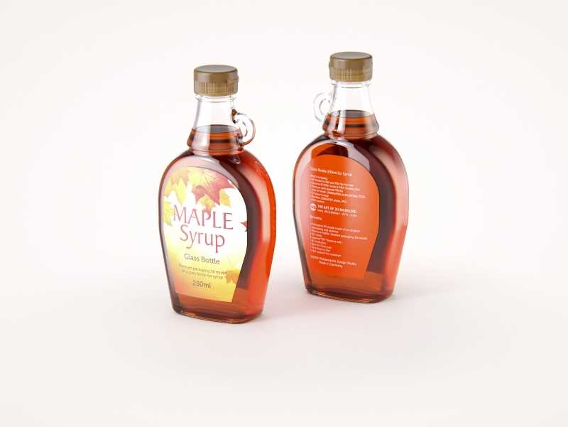 Maple Syrup Glass bottle 250ml 3D model pack (clear glass)