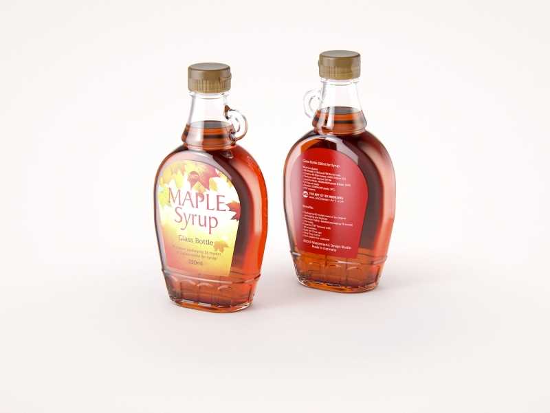 Maple Syrup Glass bottle 250ml 3D model pack (with a glass pattern)