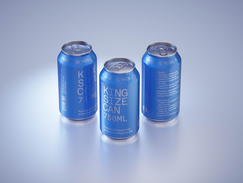 Ball/Rexam Metal King Size Can 750ml Premium packaging 3D model pack