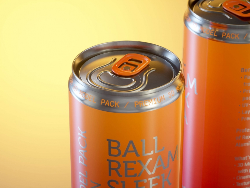 Ball/Rexam Soda Metal Sleek Can 330ml Premium 3D model pack