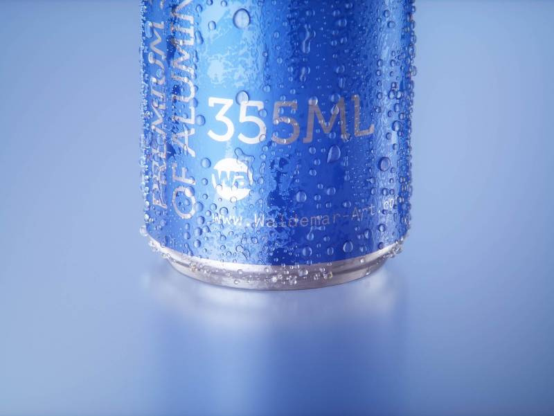 BALL (REXAM) Aluminum Sleek Soda Can 350/355ml Premium 3D packaging model pack with a water condensation and frost