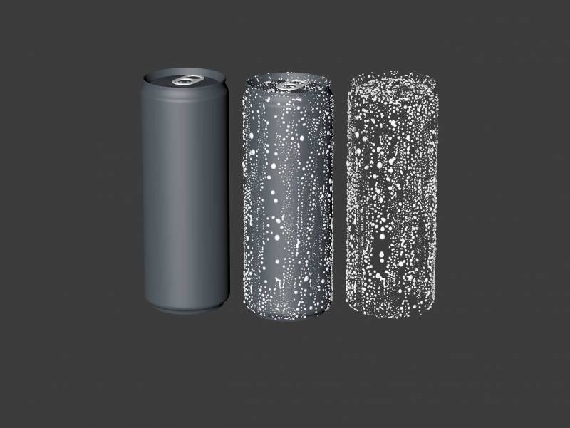 BALL (REXAM) Aluminum Sleek Soda Can 350/355ml Premium 3D packaging model pack with a water condensation and frost