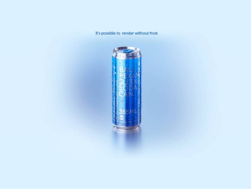 BALL (REXAM) Aluminum Sleek Soda Can 350/355ml Premium 3D packaging model pack with a water condensation and frost
